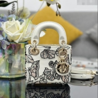 Grade Discount Dior Lady Dior Micro Bag with Butterfly Bead Embroidery S0856 White 2024