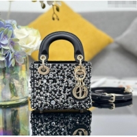 Good Looking Dior Lady Dior Micro Bag in Satin with Crystals S0856 Black 2024