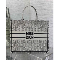 Shop Luxurious Dior Large Book Tote Bag in Beige and Black Miss Dior Allover Embroidery CD1329 2024