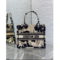 Promotional Dior Small Book Tote Bag in Beige and Black Fleurs Mystiques Embroidery CD1331 2024