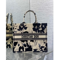 Best Design Dior Large Book Tote Bag in Beige and Black Fleurs Mystiques Embroidery CD1333 2024