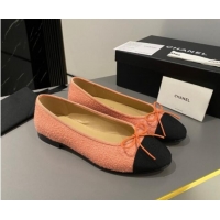 Pretty Style Chanel Tweed Classic Ballet Flat Orange 722107