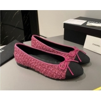 Trendy Design Chanel Tweed Classic Ballet Flat Dark Pink 722116