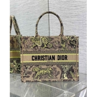 Buy Cheap Dior Medium Book Tote Bag in Lemon Yellow Toile de Jouy Sauvage Embroidery CD1406 2024