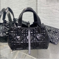 Trendy Design Dior Small Toujours Tote Bag in Black Macrocannage Crinkled Calfskin CD1027 2024