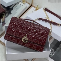 Luxury Cheap Dior My Dior Top Handle Bag in Patent Cannage Calfskin CD1415 Burgundy 2024