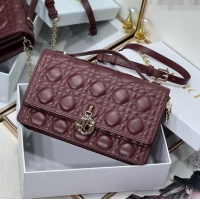 Good Taste Dior My Dior Top Handle Bag in Latte Cannage Lambskin 8807 Burgundy 2024