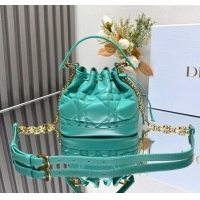 Popular Style Dior Dioriviera Small Dior Jolie Bucket Bag in Aquamarina Macrocannage Calfskin CD1430 2024 