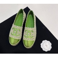 Low Cost Chanel Woven Espadrilles Flat Green 723002