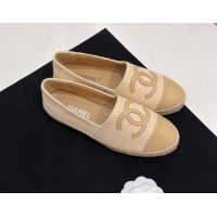 Luxurious Chanel Braided Espadrilles Flat Beige 723004