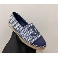 Best Price Chanel Braided Espadrilles Flat Navy Blue 723006