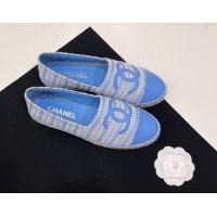 Grade Quality Chanel Braided Espadrilles Flat Sky Blue 723009