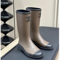 Pretty Style Chanel Rubber High Rain Boots Grey 230016