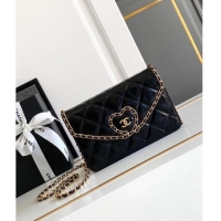 Top Quality Chanel Heart Patent Calfskin Wallet On Chain WOC AP4013 Black 2024