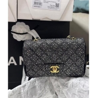 Top Grade Chanel Mini Classic Flap bag with Strass A69900 Black 2024