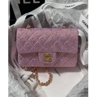 Top Quality Chanel Mini Classic Flap bag with Strass A69900 Pink 2024