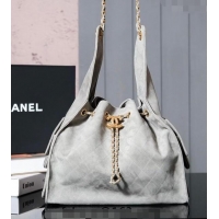 Top Grade Chanel Suede Shopping Bag 2025C Grey