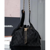 Buy Top Grade Chanel Suede Shopping Bag 2025C Black