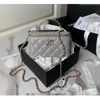 Best Price Chanel Lambskin Clutch with Chain and Pearls Top handle AP3956 Grey 2024