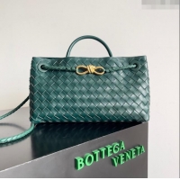 Super Quality Bottega Veneta Small East/West Andiamo Top Handle Bag in Intrecciato Leather 754990 Green 2024