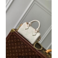 Grade Quality Louis Vuitton Nano Speedy Mini Bag in Bicolor Monogram Leather M24169 White/Green 2024