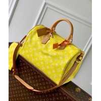 Best Quality Louis Vuitton RUNWAY Speedy P9 Bandouliere 40 Bag in Soft Calfskin M24419 Neon Yellow 2024