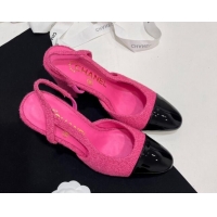 Good Quality Chanel Tweed & Patent Calfskin Slingbacks Pumps 9.5cm Pink 7230029