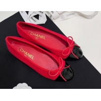 Purchase Chanel Tweed & Patent Calfskin Ballet Flats Red 7230031