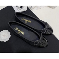 Grade Quality Chanel Tweed & Patent Calfskin Ballet Flats Black 7230032