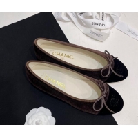 Most Popular Chanel Velvet Ballet Flats Dark Grey 7230034