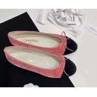 Good Looking Chanel Velvet Ballet Flats Light Pink 7230038