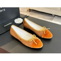 Hot Style Chanel Velvet Ballet Flats Orange 7230041