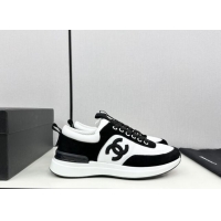 Good Product Chanel Fabric & Suede Sneakers White/Black 7230043