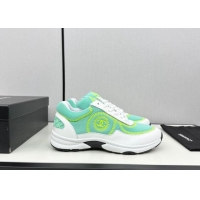 Low Price Chanel Fabric & Leather Sneakers with Stitching Green 7230053