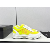 Buy Luxury Chanel Fabric & Leather Sneakers with Stitching Yellow 7230054