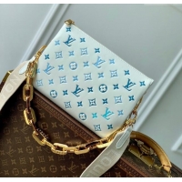 Best Price Louis Vuitton Coussin PM Bag in Monogram Lambskin M11225 White/Blue 2024