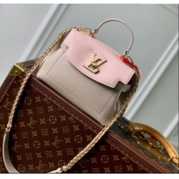 Best Price Louis Vuitton LockMe Ever Mini Bag in Grained Calf Leather M23442 Beige/Pink 2024