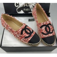 Unique Style Chanel Tweed & Grosgrain Espadrilles Flat Pink 815118