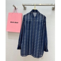 Luxury Discount Miu Miu Sun Protective Shirt M7911 Blue 2024