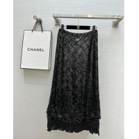 Luxury Discount Chanel Sequins Skirt CH7914 Black 2024