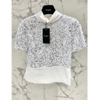 Best Price Saint Laurent Sequins Top S7922 White 2024