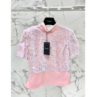 Traditional Discount Saint Laurent Sequins Top S7923 Pink 2024