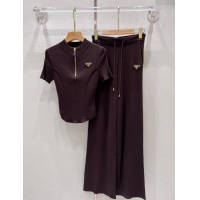 ​Good Looking Prada Knit Top and Pants P71003 Chocolate 2024