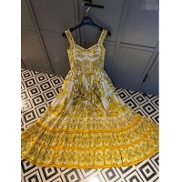 ​Top Quality Dolce & Gabbana Cotton Dress DG71007 Yellow 2024