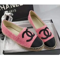 Low Price Chanel Tweed & Grosgrain Espadrilles Flat Pink 815127