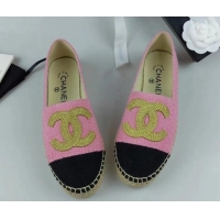 Best Price Chanel Tweed Espadrilles Flat Pink 815129