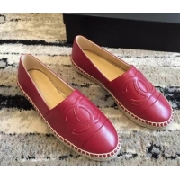 Best Product Chanel Lambskin Espadrilles Flat Red 815137