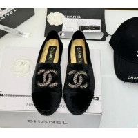 Shop Duplicate Chanel Suede Espadrilles Flat Black 816003