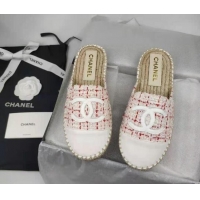 Most Popular Chanel Tweed & Lambskin Espadrilles Mules Pink/White 816017