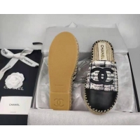 Most Popular Chanel Tweed & Lambskin Espadrilles Mules Black 816019